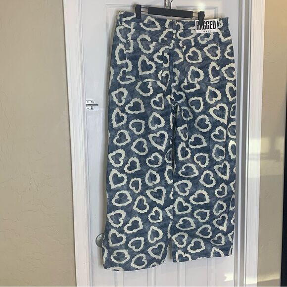 The Ragged Priest Jeans Lover Print Release Jeans Wide Leg High Rise Size 34 - Picture 8 of 12